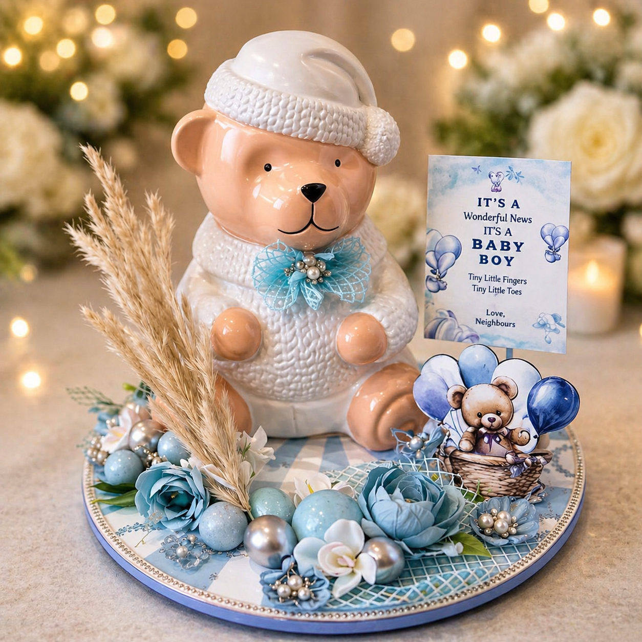 Baby Boy Announcement Teddy Bear Hamper