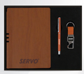 3 in 1 Wooden Corporate Gift Set – Keychain, Pen & Diary